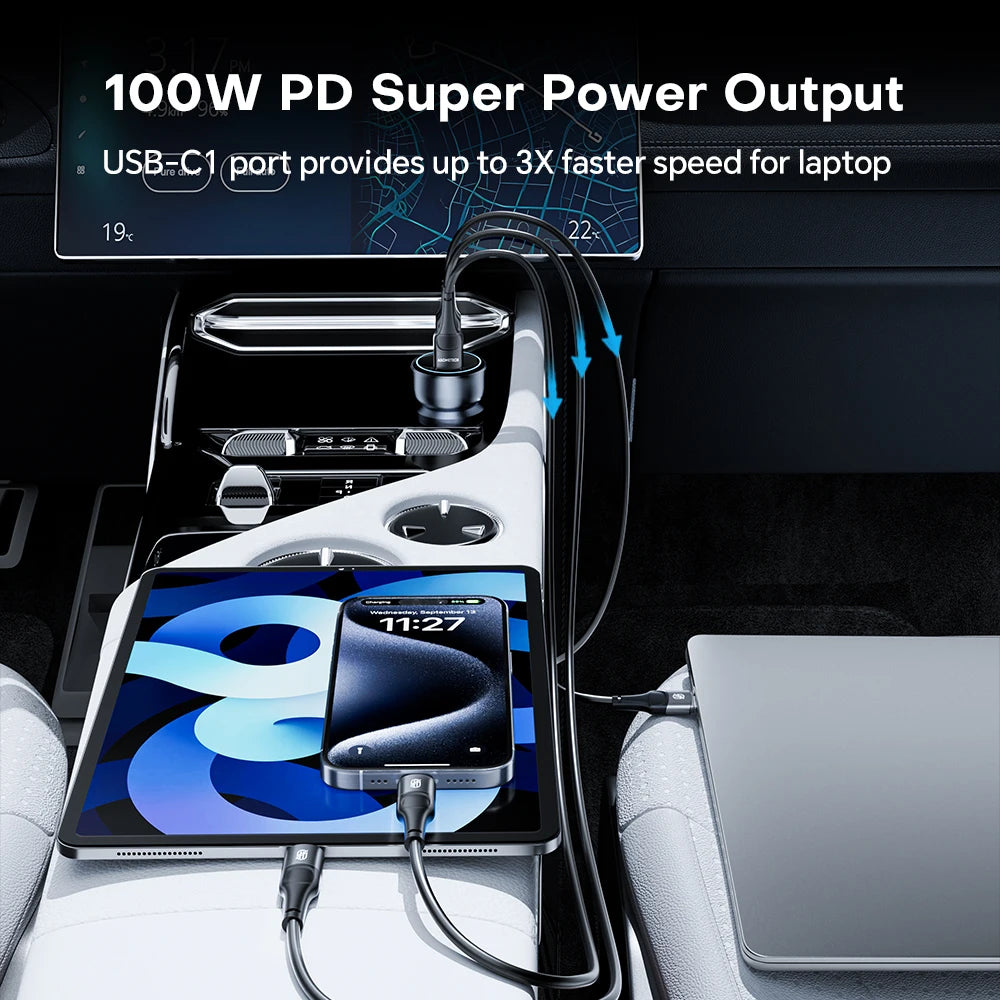 ASOMETECH 138W Car Charger &ndash; Ultra-Fast Charging for Phones and Laptops