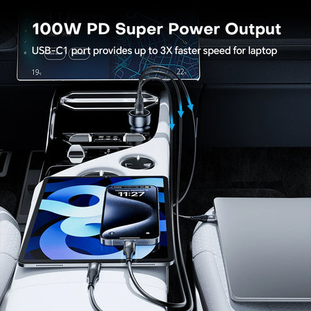 ASOMETECH 138W Car Charger &ndash; Ultra-Fast Charging for Phones and Laptops