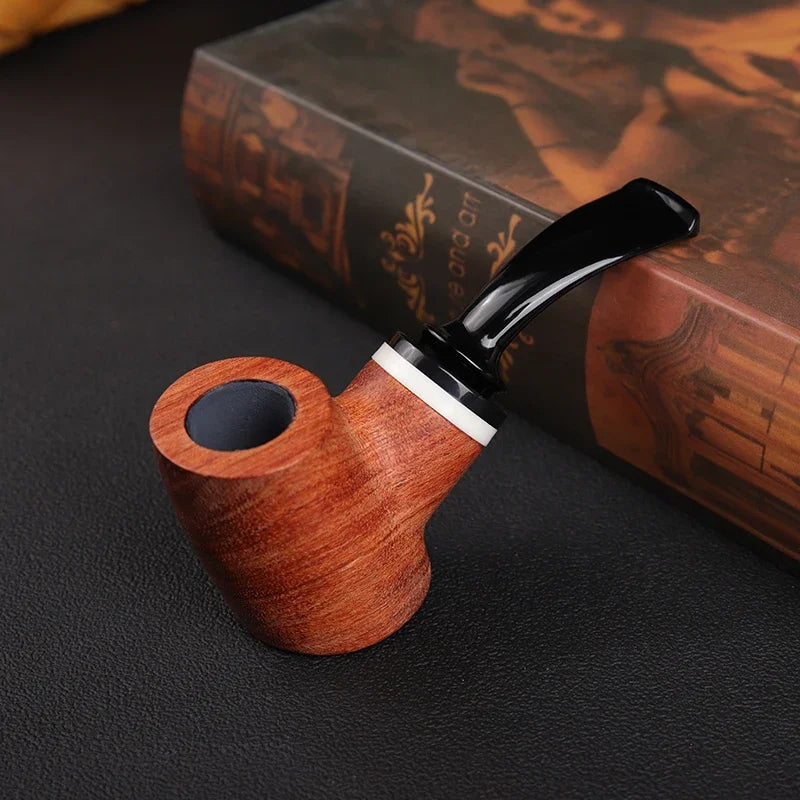 Cachimbo de Tabaco em Pau-Rosa Curvado Filtro 9mm Barril de Vinho Presente