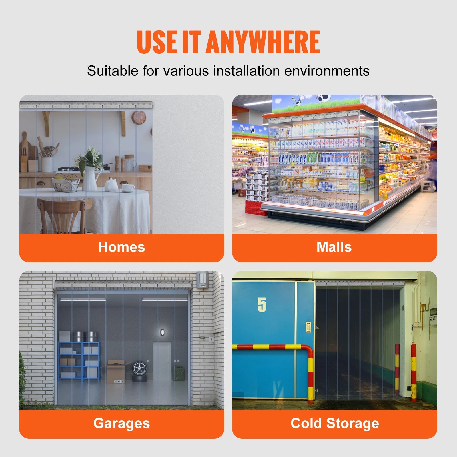 SucceBuy 2mm Door Strip Curtain &ndash; Clear PVC Windproof