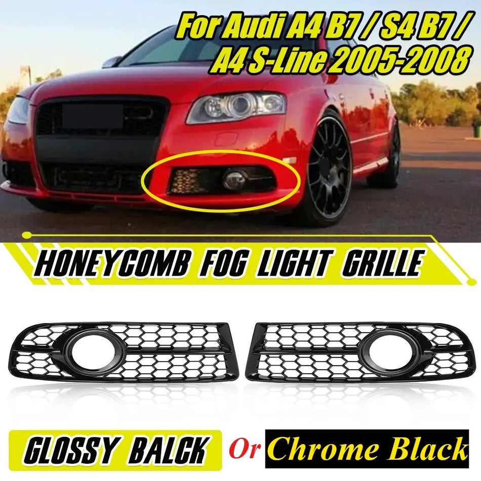 Lower Honeycomb Fog Light Grilles for Audi A4 B7 S4 2005 2008 by InterCyprus Trading Ltd