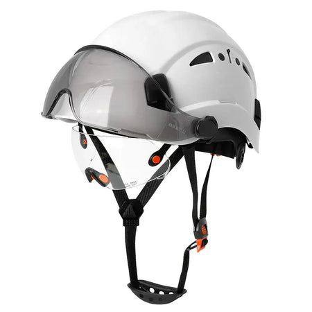 CE Safety Helmet With Double Goggles &ndash; Comfortable All Day White B