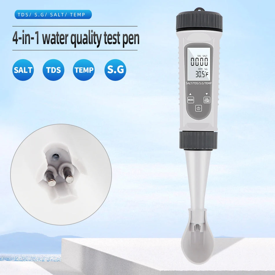 SALT-785 4 In 1 TDS Meter &ndash; Water Quality Tester For Pools