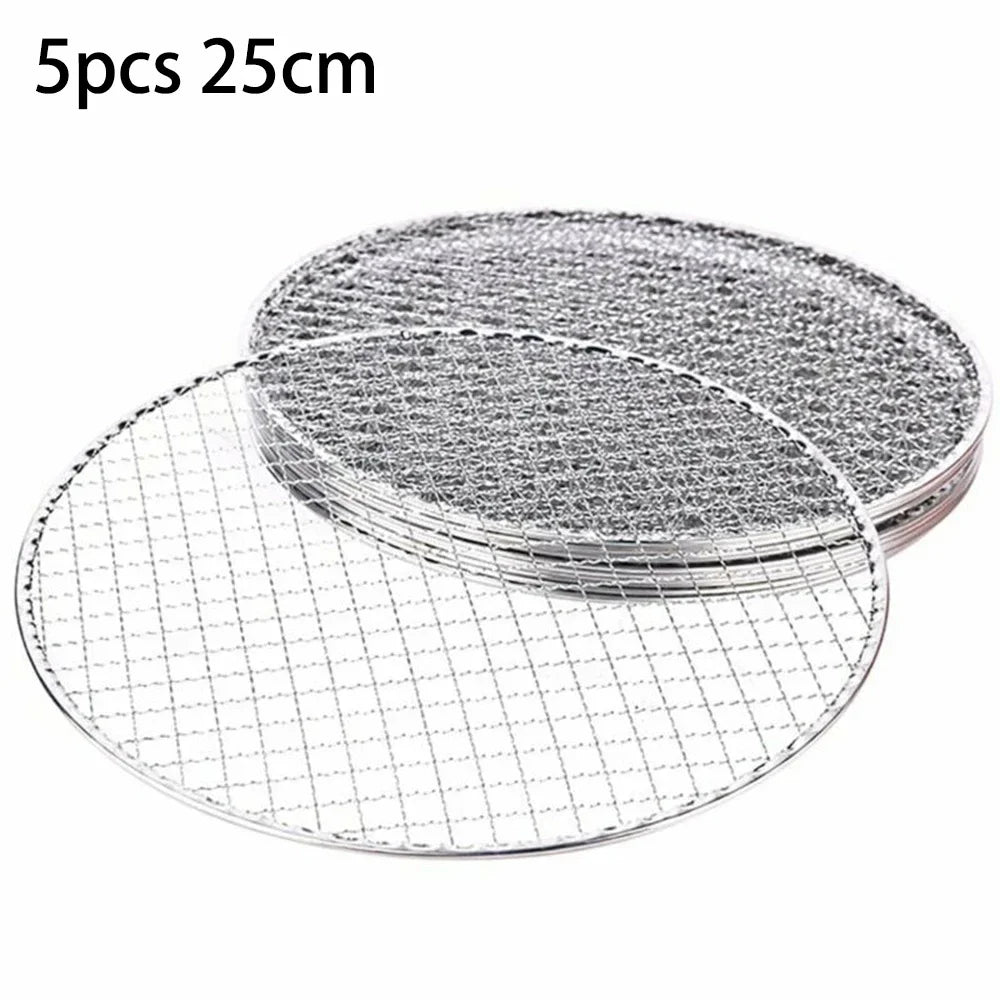 5-Piece Round Stainless Steel BBQ Grill Mesh Set 25CM / CHINA