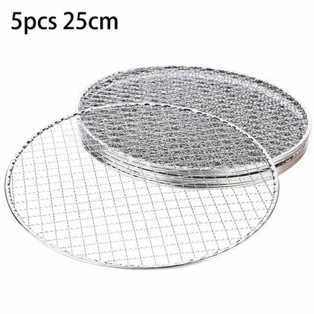 5-Piece Round Stainless Steel BBQ Grill Mesh Set 25CM / CHINA