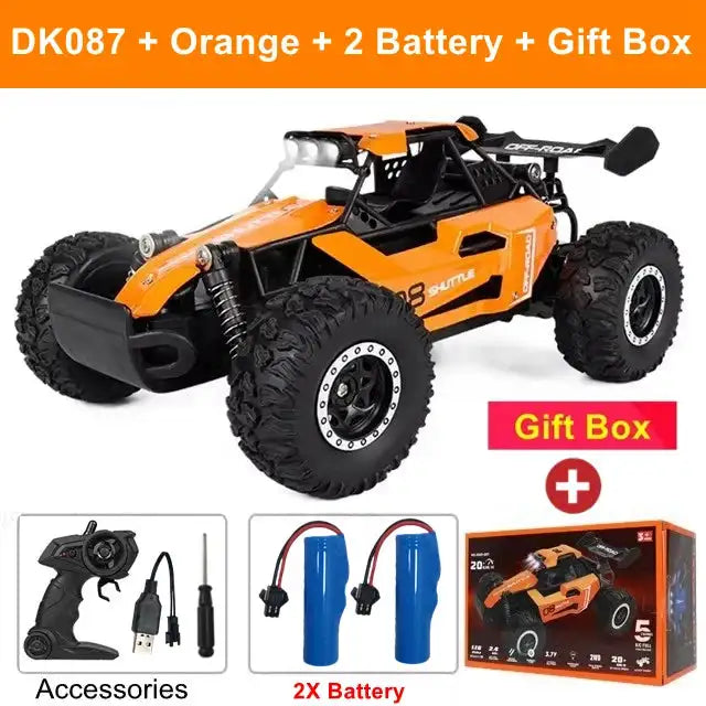 Remote Control Car RC Drift 1:16 Off Road Alloy &ndash; LED Light DK087 Orange 2B Box