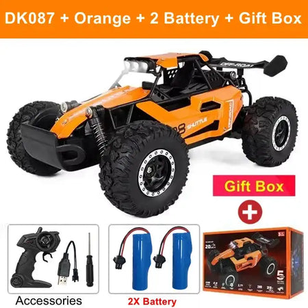 Remote Control Car RC Drift 1:16 Off Road Alloy &ndash; LED Light DK087 Orange 2B Box