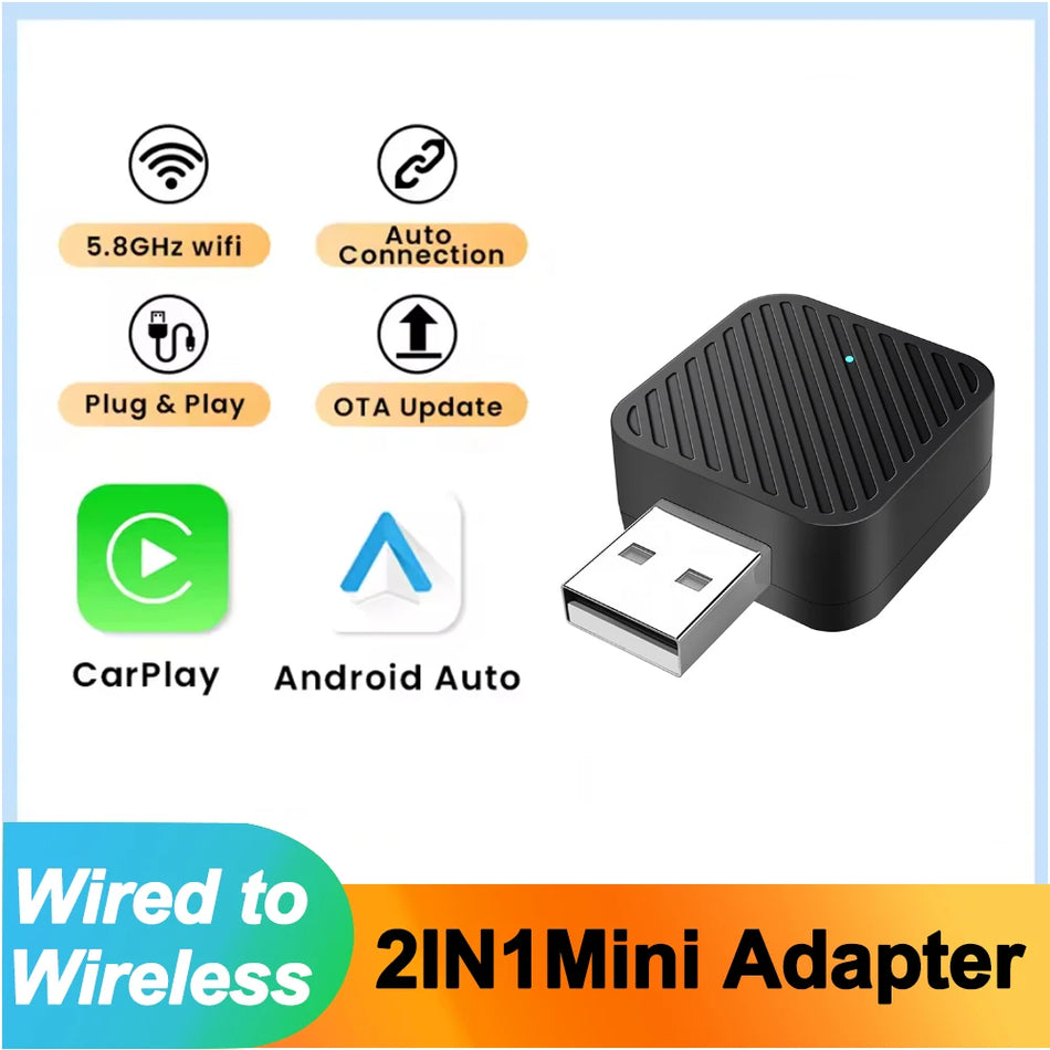 Universal Mini Box Wired to Wireless CarPlay and Android Auto Dongle