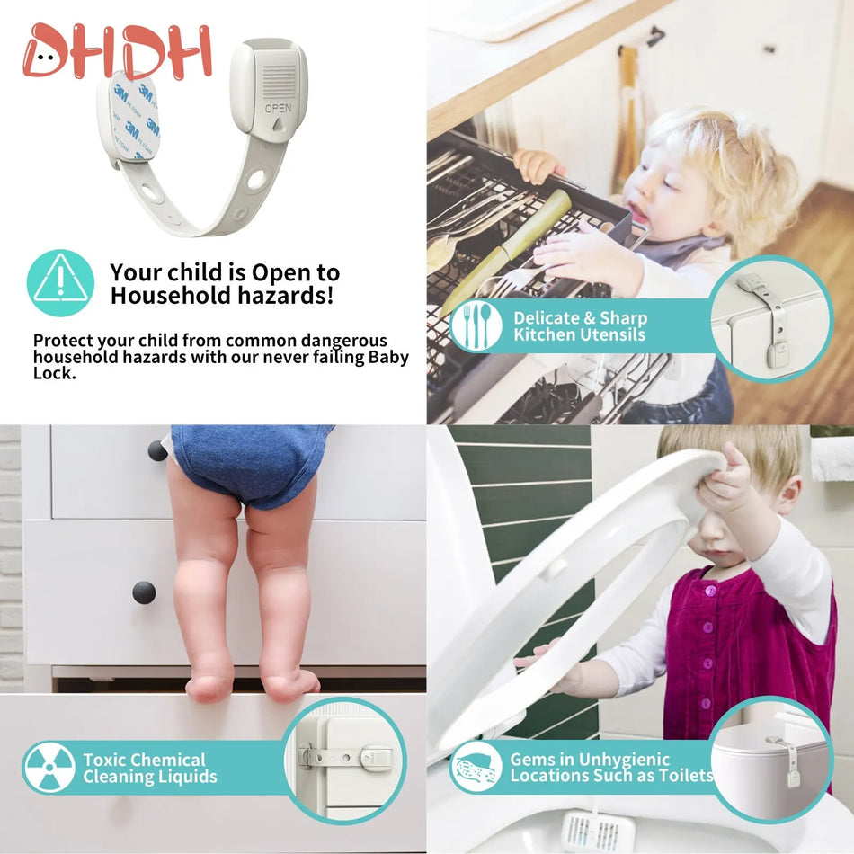 5er-Pack Baby-Sicherheitsschlösser, verstellbare Sicherheitsriegel für Schubladen und Schränke