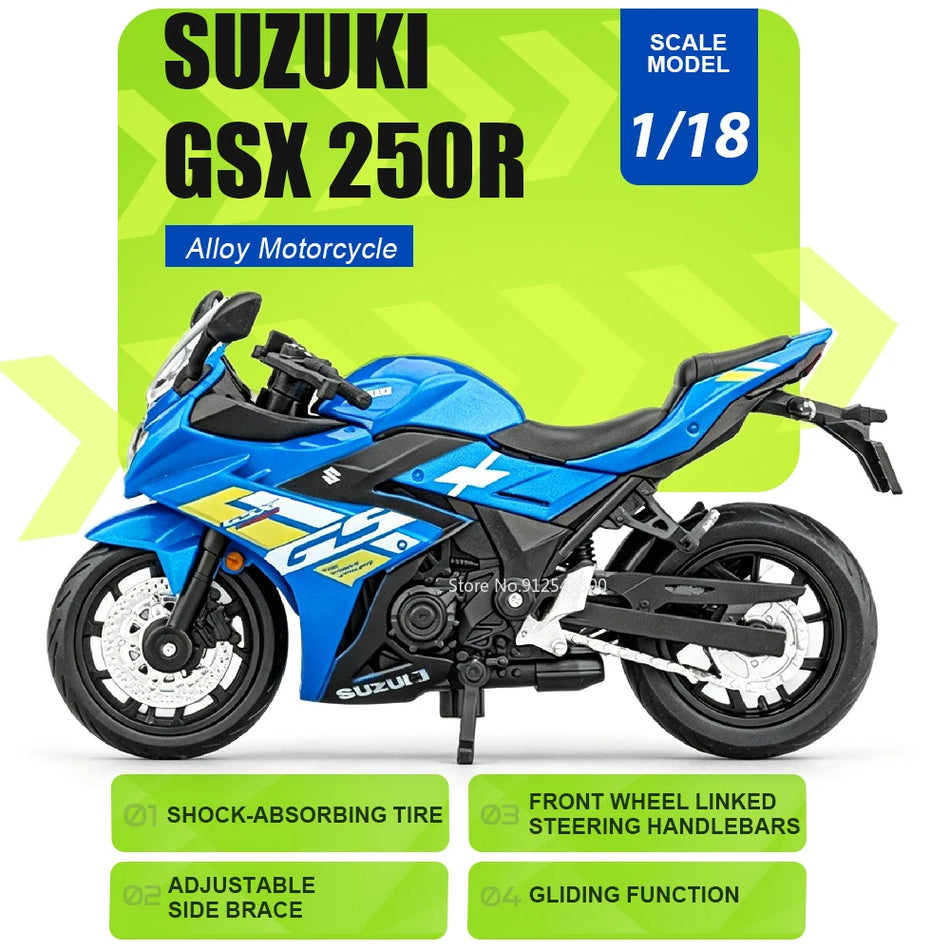 1:18 mērogā diecast motocikla sakausējuma korpuss Kawasaki H2R.