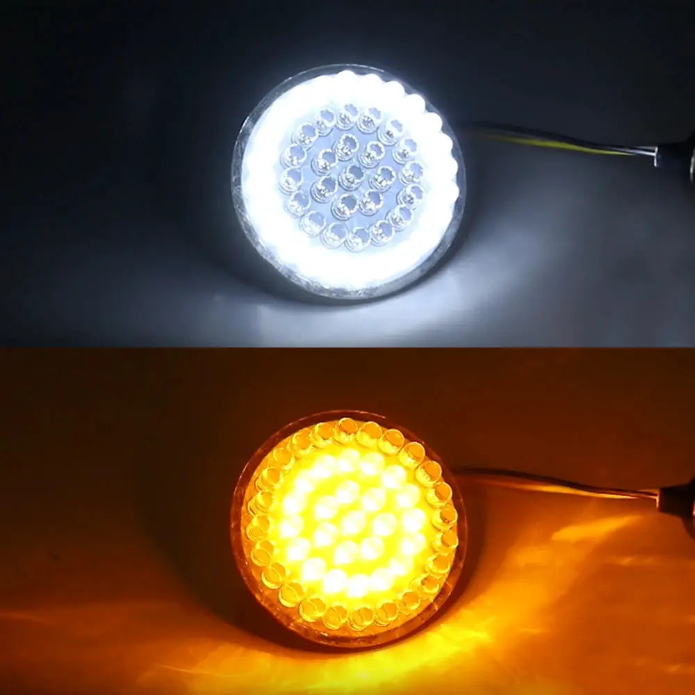 2" 1157 Front Amber + White LED Turn Signal Light Motorcycle for Softail 2011-2017 Dyna 2012-2017 Sportster Touring 2014-2017 by InterCyprus Trading Ltd