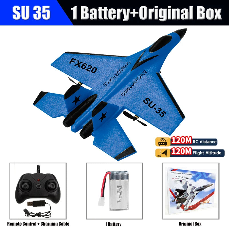 SU35 RC Plane F22 K500 MAX &ndash; Easy 2.4G Control Foam Glider RX620 Blue