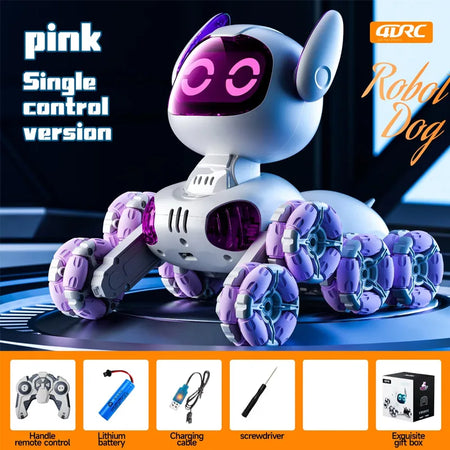Y9 8WD RC Robot Dog Car Toy-40 Minutes Playtime With Music Y9 Pink-RC only