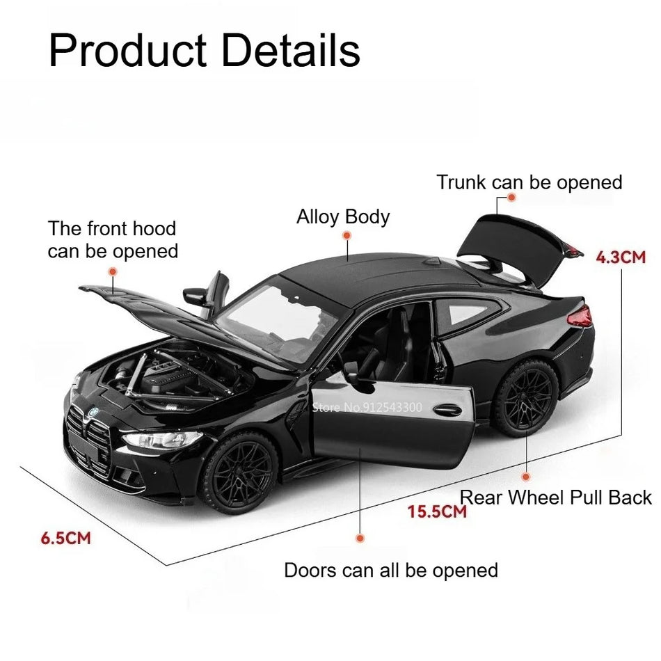 Model de mașină din aliaj M4, la scară 1:32, din metal turnat, cu mecanism de întoarcere.
