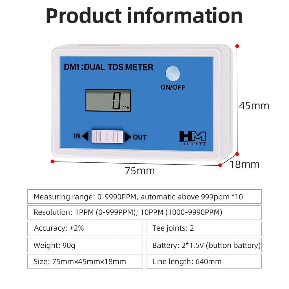Digital Water Quality Tester Dual Probe &ndash; TDS Monitor