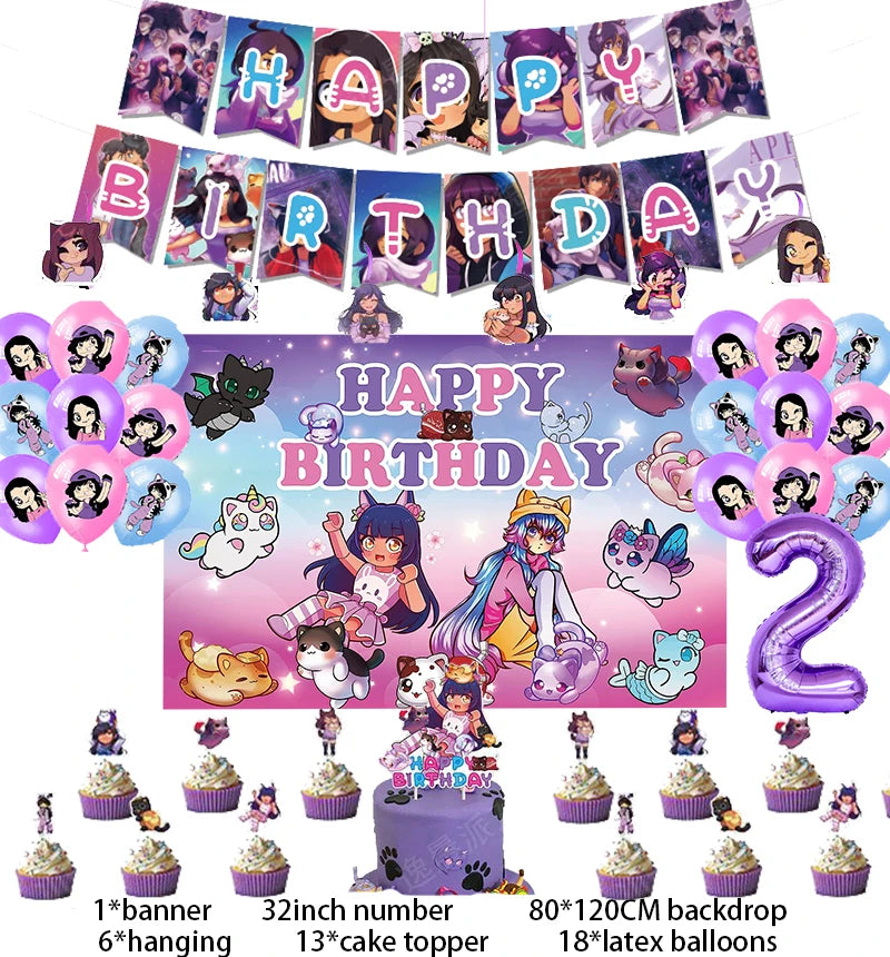 Aphmau Plushies Birthday Party Decoration Set 1set C2 / CHINA / Other