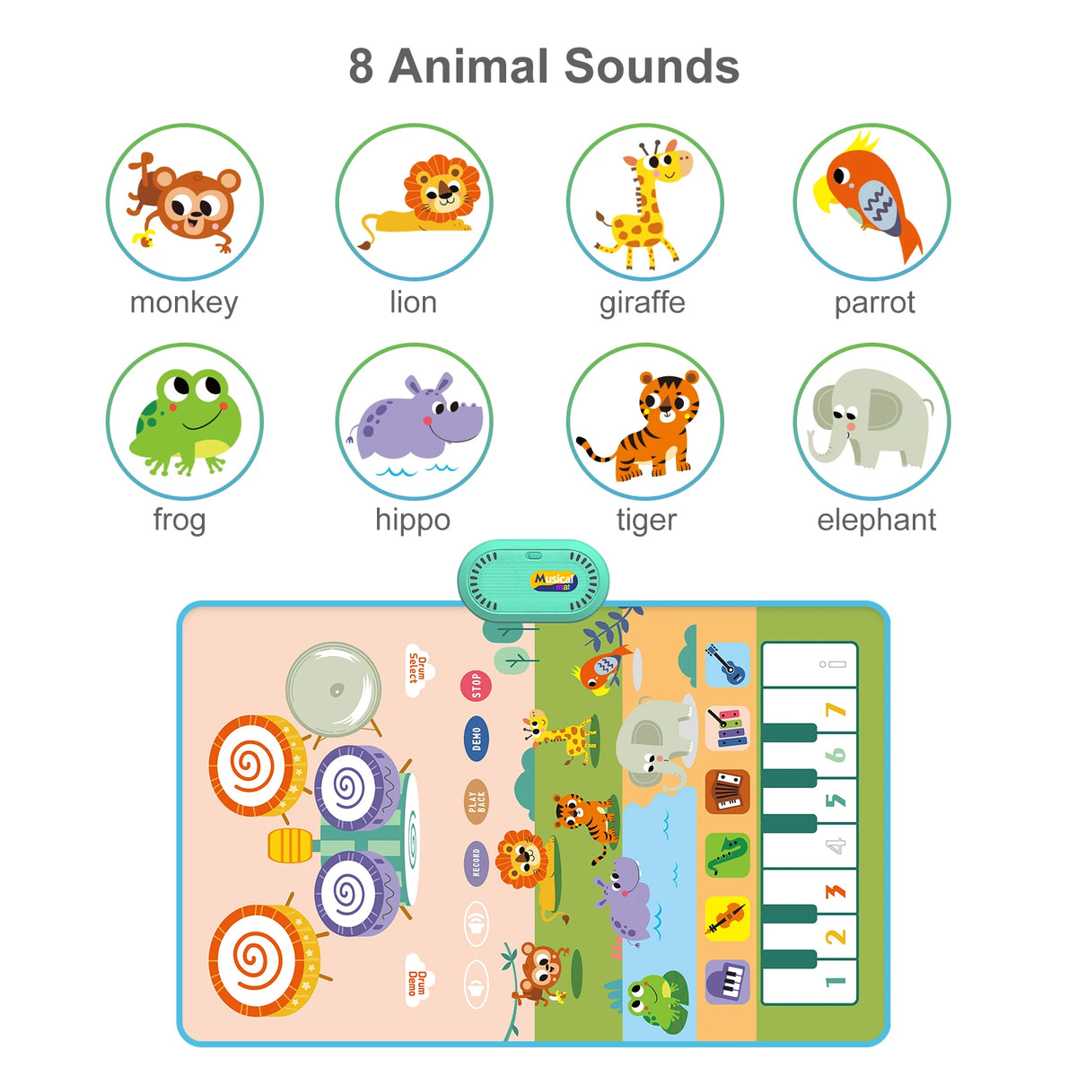 80x50cm Music Play Mat &ndash; Interactive Learning with 6 Instrument Sounds