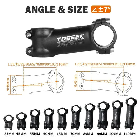 TOSEEK 7 Degree Bicycle Stem &ndash; Lightweight Aluminum Design