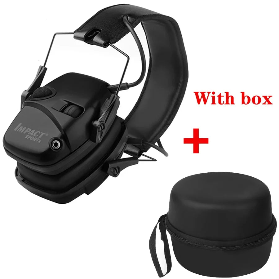 Outdoors Tactical Shooting Earmuff &ndash; Sound Amplification 1PCS Black with box