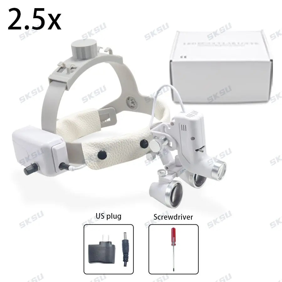 LED Dental Loupes Headlamp 5W 2.5X 3.5X &ndash; High Illumination 2.5X US plug