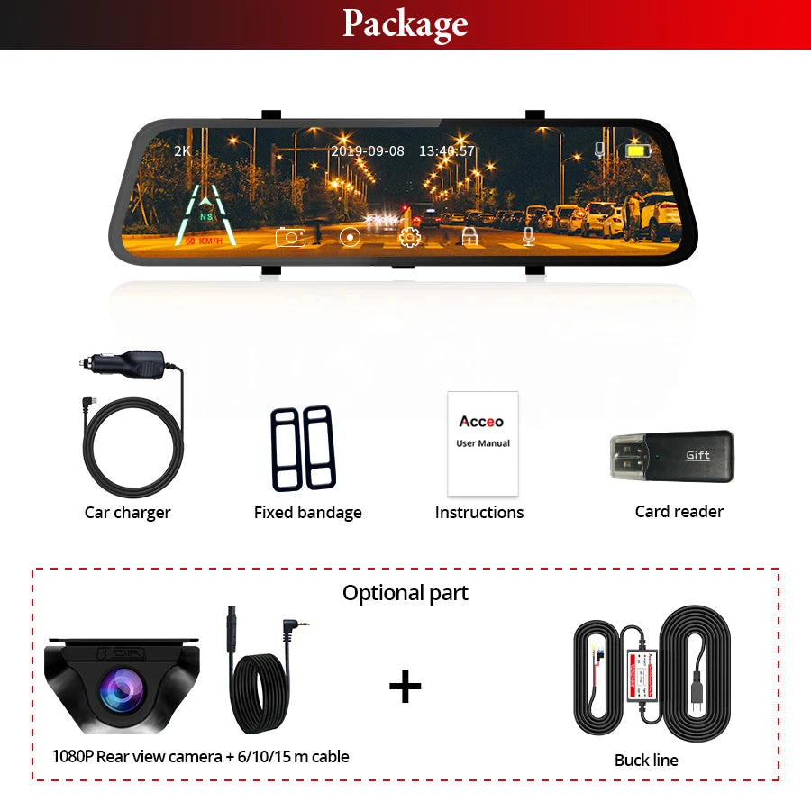 ACCEO 2.5K Car DVR Mirror &ndash; Built-In WiFi And 24H Parking