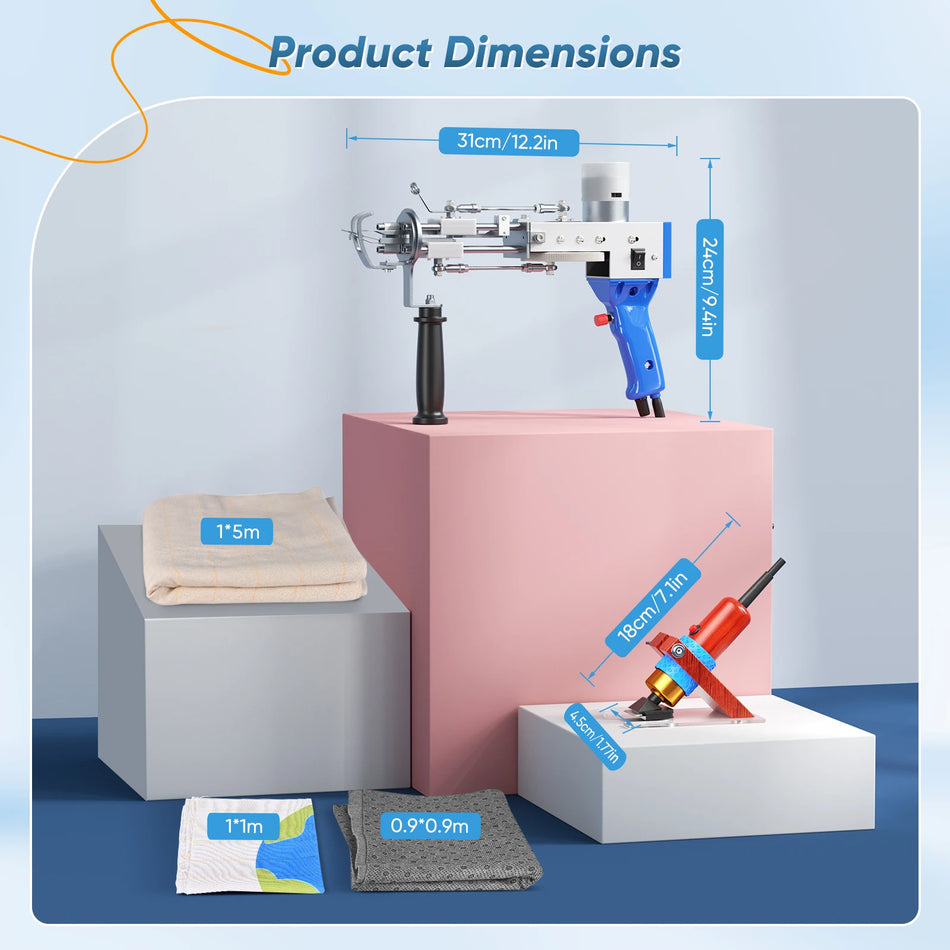 Kaksitoiminen tuftausaseen aloituspaketti mattojen valmistukseen