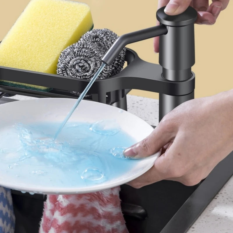 Keukenzeepdispenser met opbergrek – Onder de gootsteen montage