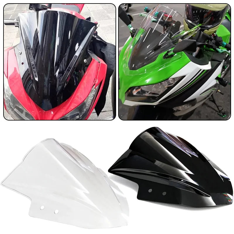 Kawasaki Ninja 300 Priekinis stiklas su ABS plastiku ir metaliniu laikikliu