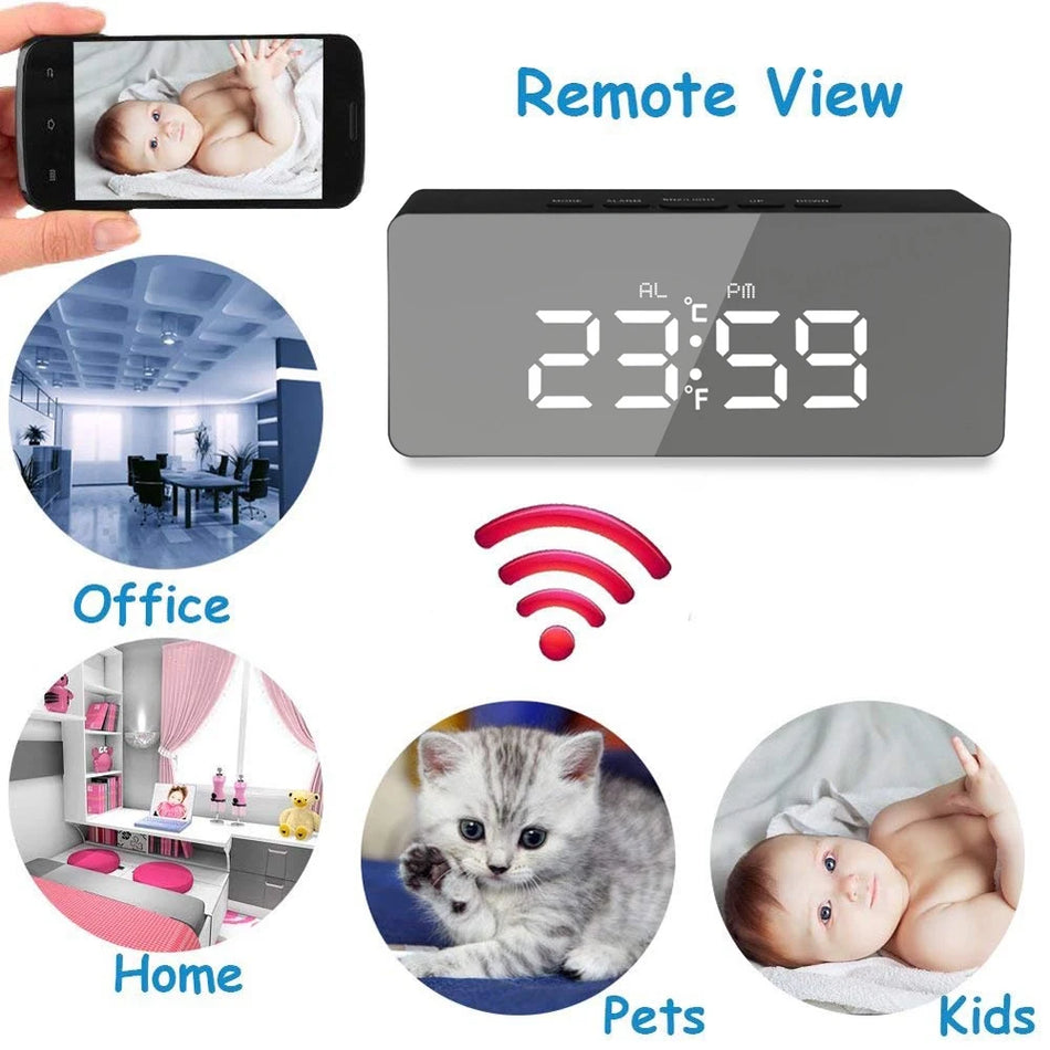 OCkic WiFi Mini Camera &ndash; HD 1080P Dual Alarm Clock Monitor