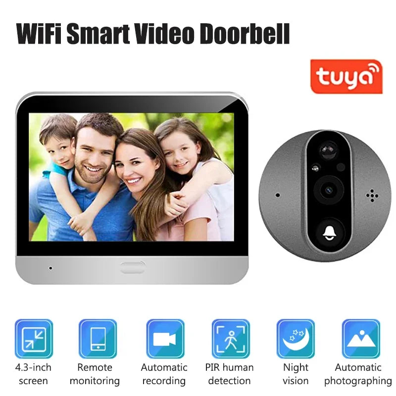 3MP Tuya Peephole Doorbell &ndash; 5000mAh Battery IR Vision