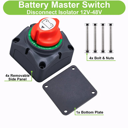 Auto Battery Disconnect Switch 12V 24V Marine 200A 300A 600A Dual Battery Mass Switch 2 and 3 Position Cut Off Switch Car Boat