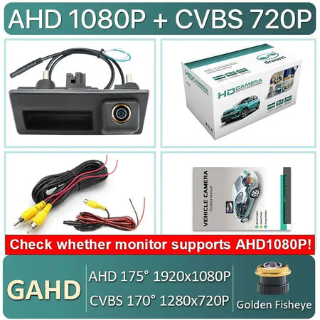 Trunk Backup Camera AHD 1080P with Guiding Lines for VW Audi Passat Golf B6 B7 by InterCyprus Trading Ltd