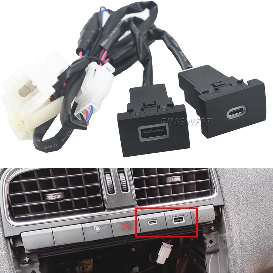 Auto USB lādētājs PD QC3.0 ātrā uzlāde Volkswagen Polo 2011-2013