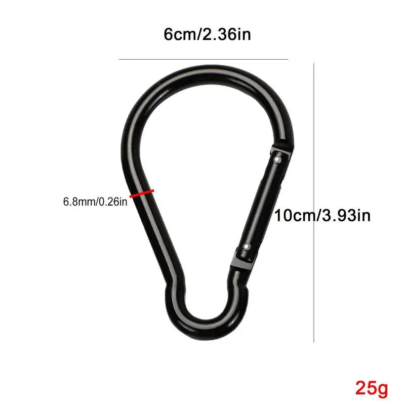 Black Carabiner Clip Hard Aluminum Alloy 10cm Large Lightweight Carabiner Clip For Key Ring DIY Camp Climb Equipment 1/2/4PCS