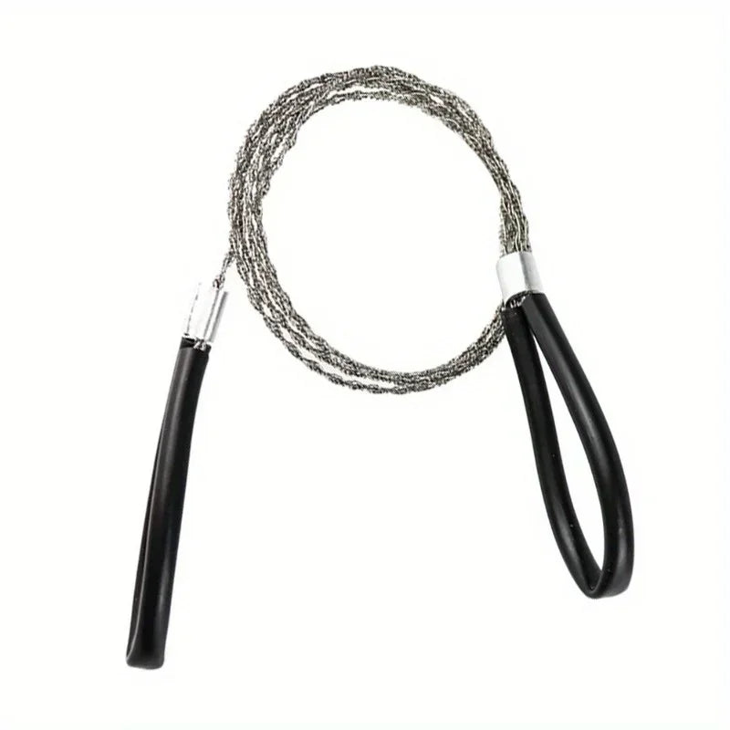 1pc Leather Cover Stainless Steel Wire Saw Wilderness Survival Outdoor Camping Hike Mini Hand Pulled Rope Saw Survival Equipment black
