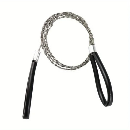1pc Leather Cover Stainless Steel Wire Saw Wilderness Survival Outdoor Camping Hike Mini Hand Pulled Rope Saw Survival Equipment black