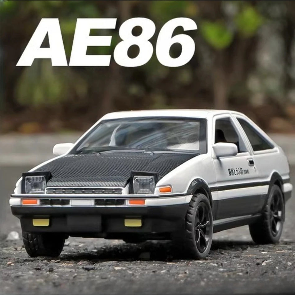 1:36 Model de Mașină Jucărie Diecast AE86 cu Ușile Deschise, Înapoi, Sunet și Lumină
