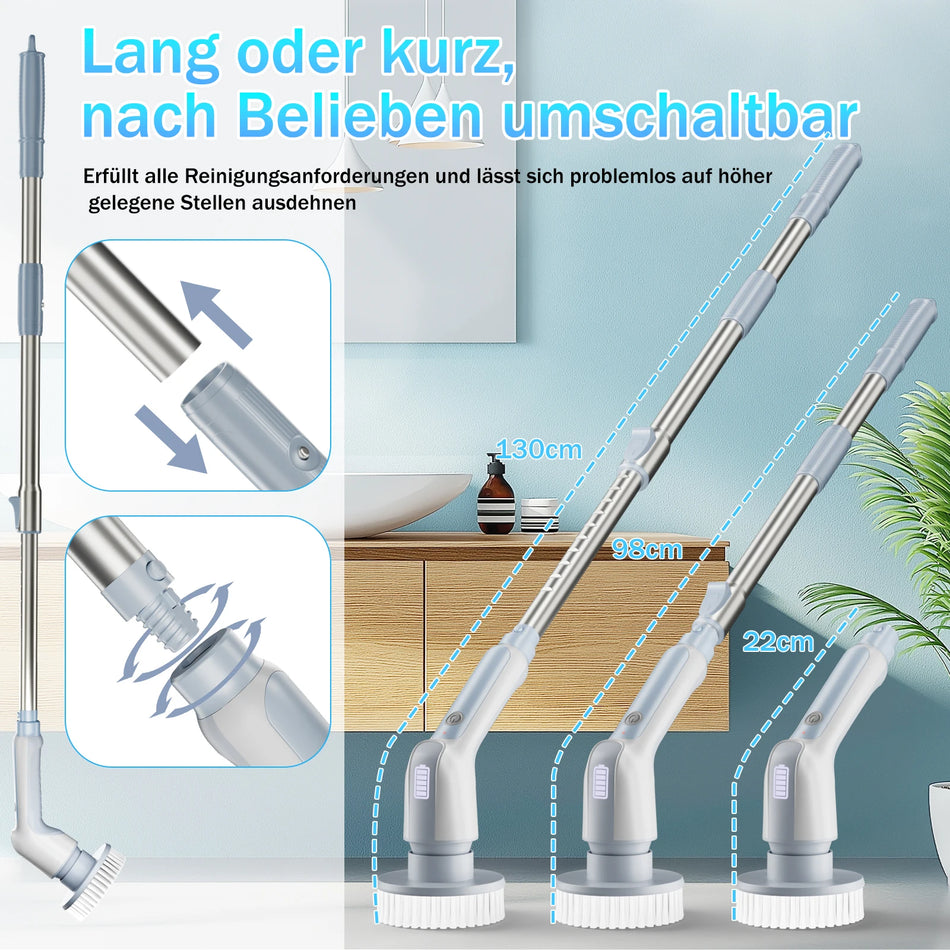 Elektrische Spin Schrobber 2 Snelheden Lange Handgreep 5 Borstels