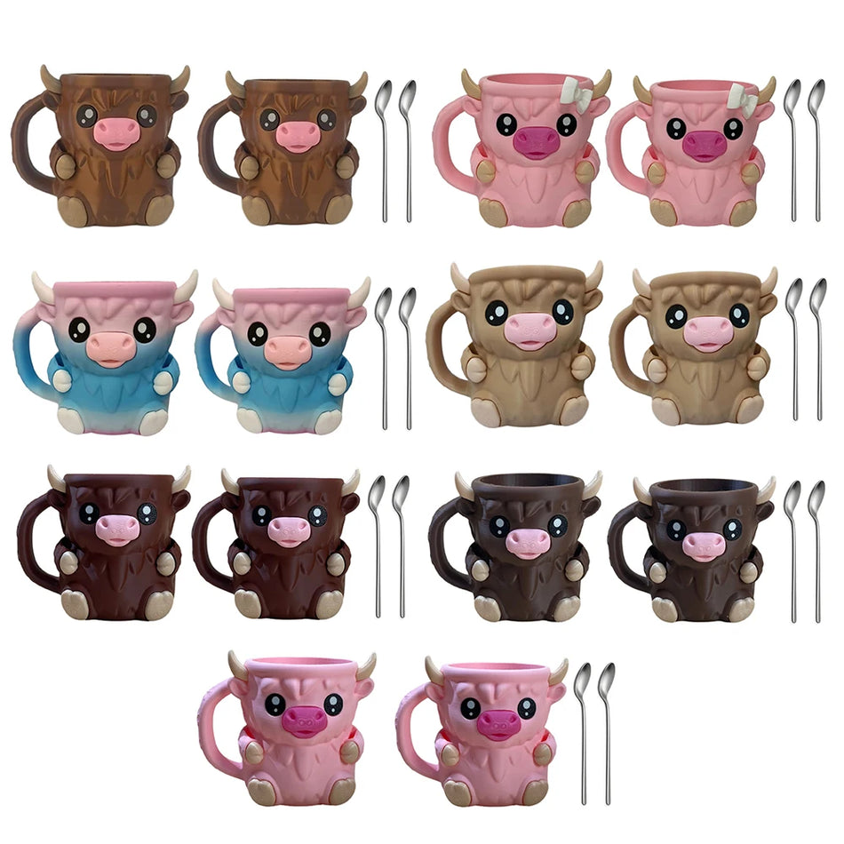 Soporte de Pint de Hielo Reutilizable de Vaca de las Tierras Altas con Mango Aislado