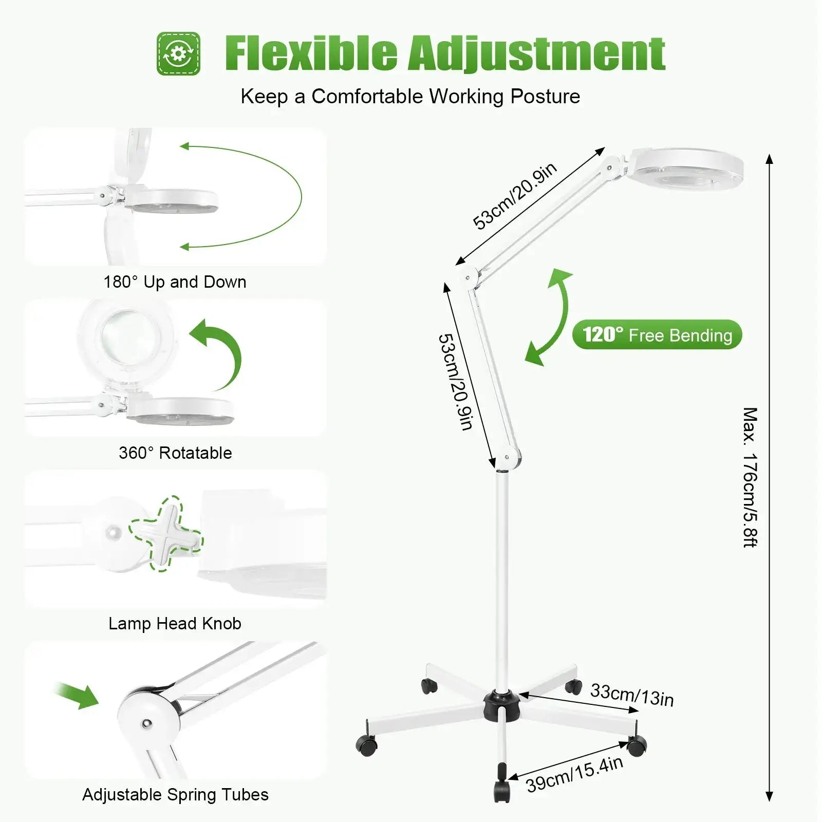 LED Floor Lamp With Magnifier &ndash; 5X-8X Magnification