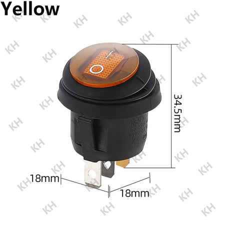 1Pcs On Off SPST Round Waterproof Boat LED Rocker Switch &ndash; Reliable Power Control Yellow / LED DC 12V-24V