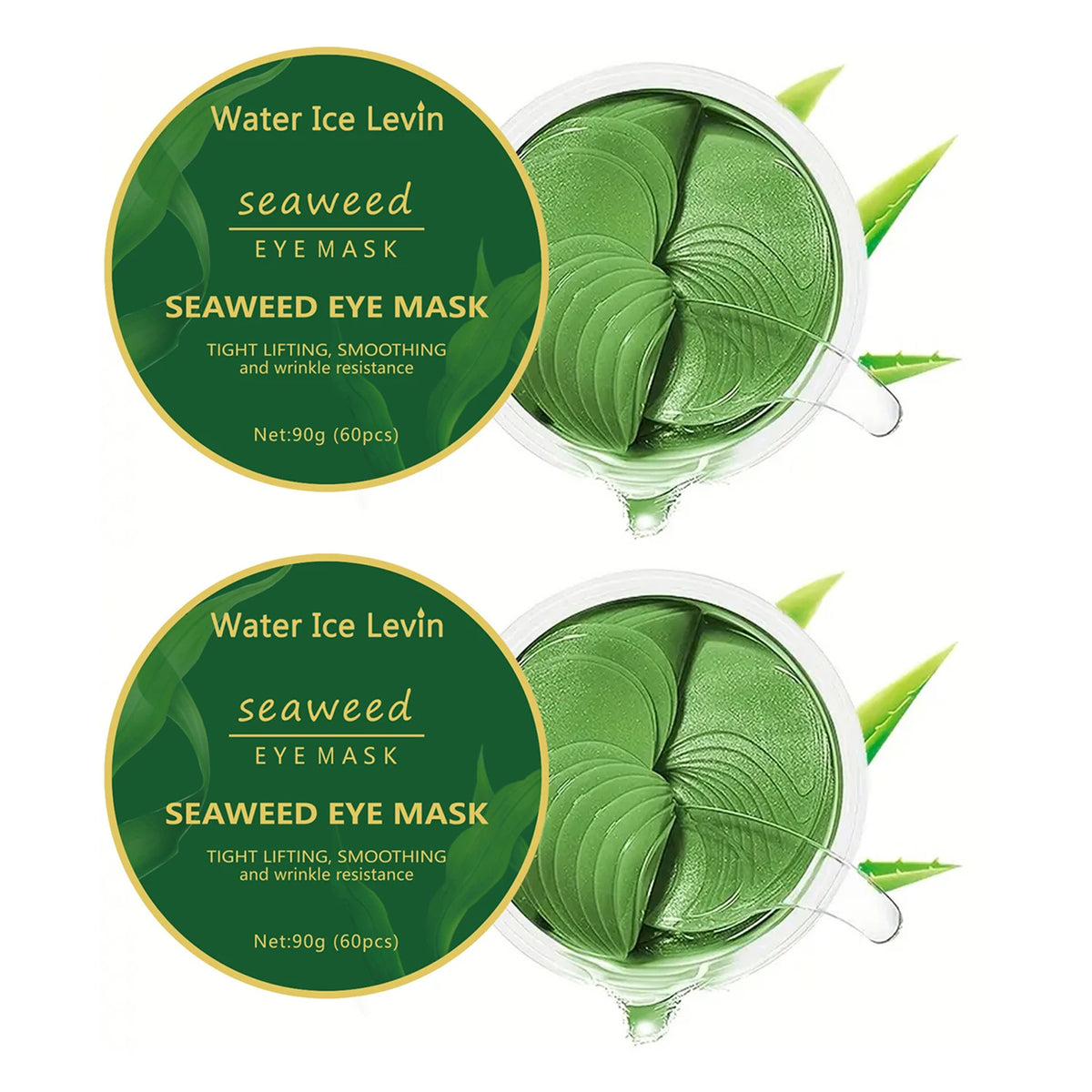 Water Ice Levin Seaweed Hyaluronic Acid Eye Mask &ndash; Reduces Dark Circles and Puffiness 2pcs