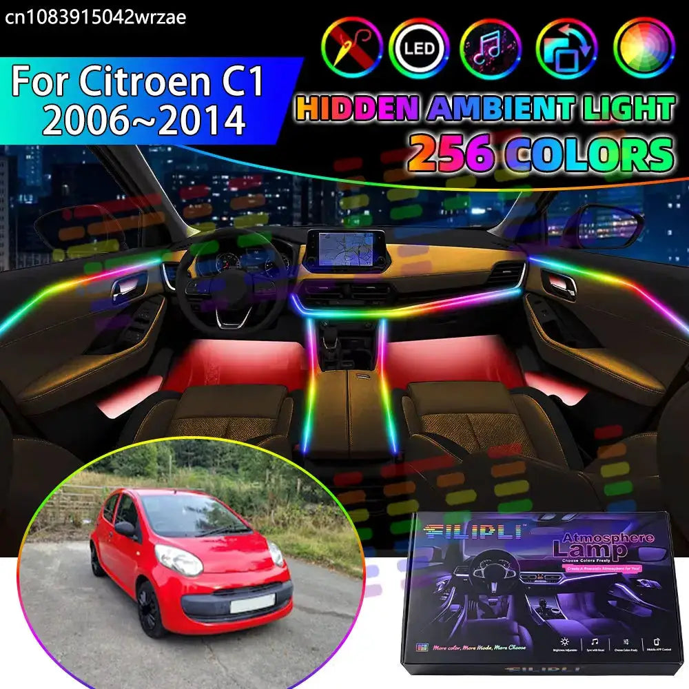 For Citroen C1 2006~2014 eco MK1 PM PN 2007 RGB Car Interior Ambient Lights Strips Breathing Lighting Kit App Control LED strips by InterCyprus Trading Ltd