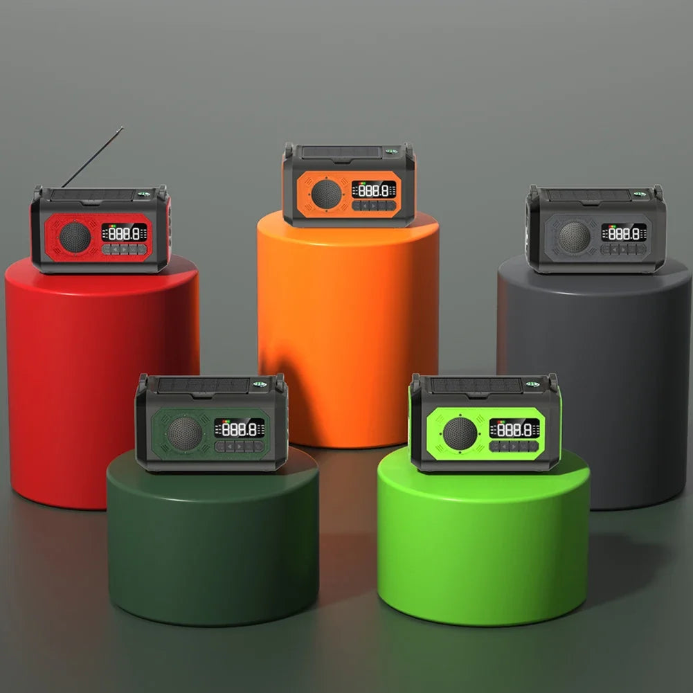 12000mAh Portable Emergency Radio with Built-In Speaker &amp; Flashlight