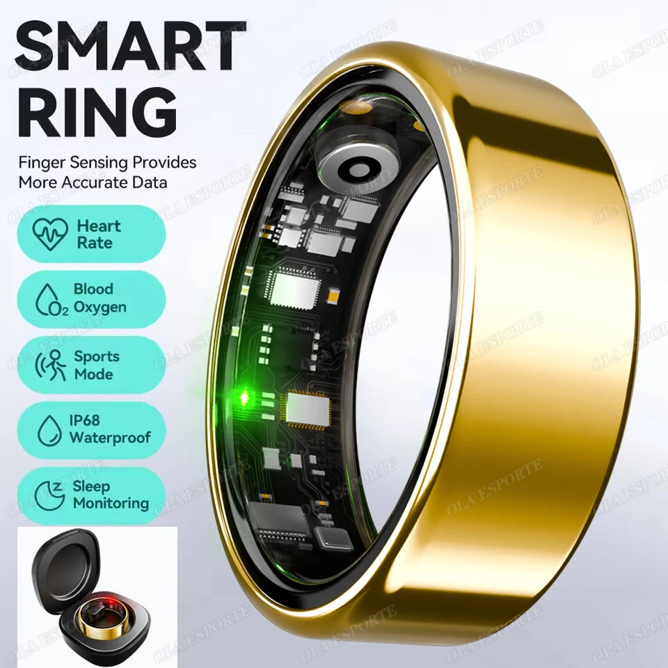 For Xiaomi Smart Ring - Bluetooth Heart Rate &amp; Blood Oxygen Monitor Gold-Pro / 7