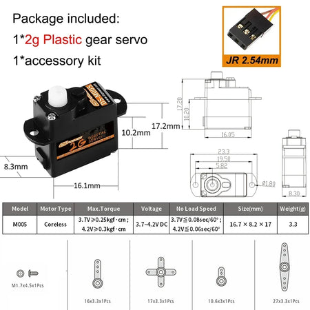 DSPOWER Micro Servo &ndash; Precision Performance for RC Vehicles 2G M005 JR2.54