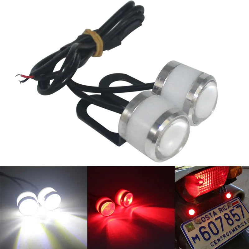 KEVANLY 2X Strobe Motorcycle Eagle Eye Light &ndash; High Visibility LED Warning Signal Red Blue Flash