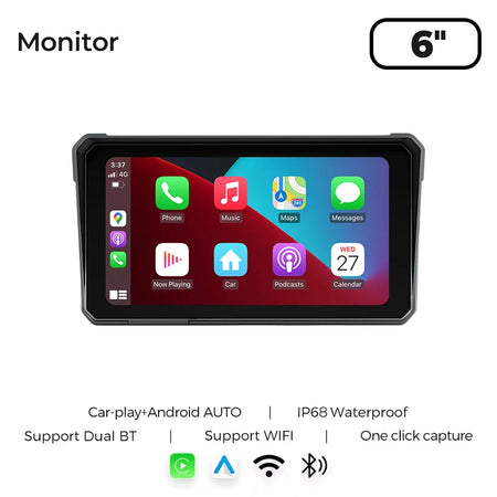 GreenYi 6 Inch Wireless Apple Carplay Motorcycle DVR &ndash; 2K HD GPS Navigation Waterproof Camera Only Monitor-No Cam / None