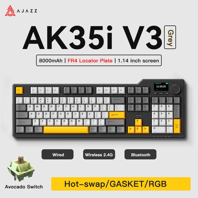 Ajazz AK35I V3 MAX Keyboard &ndash; Tri-Mode Connectivity