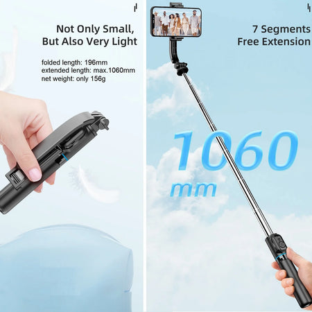KAMISAFE Wireless Selfie Stick Tripod with Bluetooth Remote - 42&quot; Extendable for Smartphones